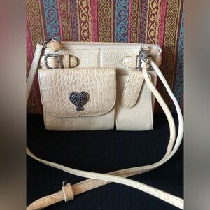 Vintage(80’s) Genuine Leather Brighton Cream Crossbody/Organizer